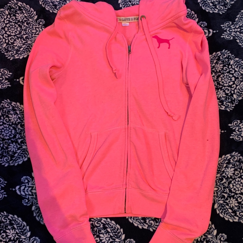 Pink/Victoria secret zip up jacket size small